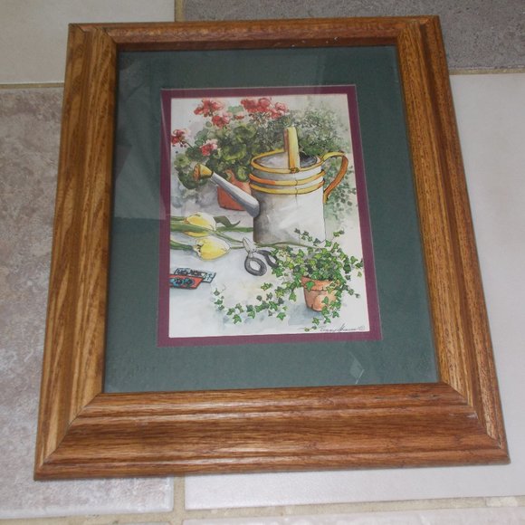 Fresh Garden Print by Peggy Abrams, signed, matted and framed. - Picture 1 of 5